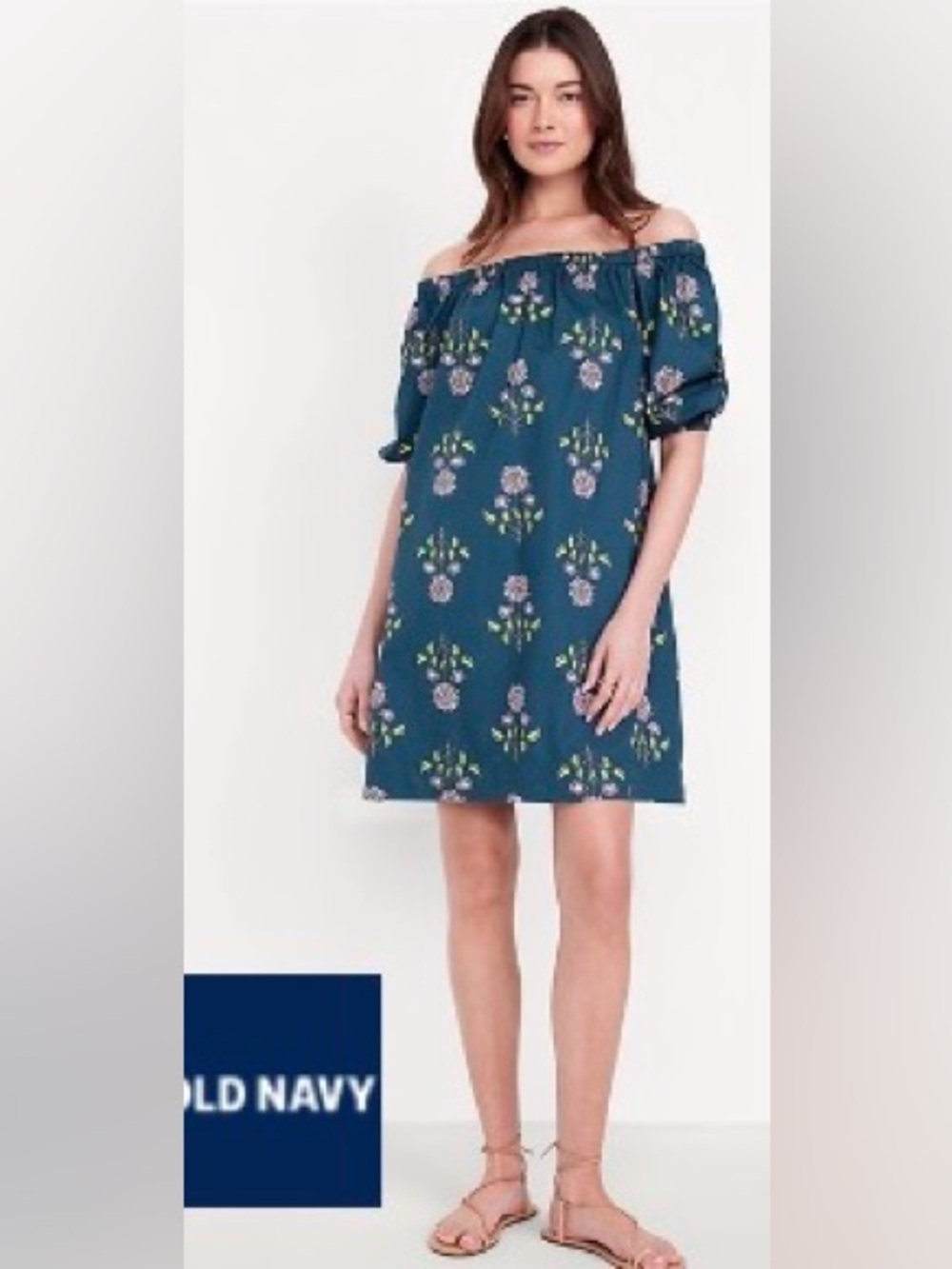 Blue Floral Swing Dress | Size S-Tall